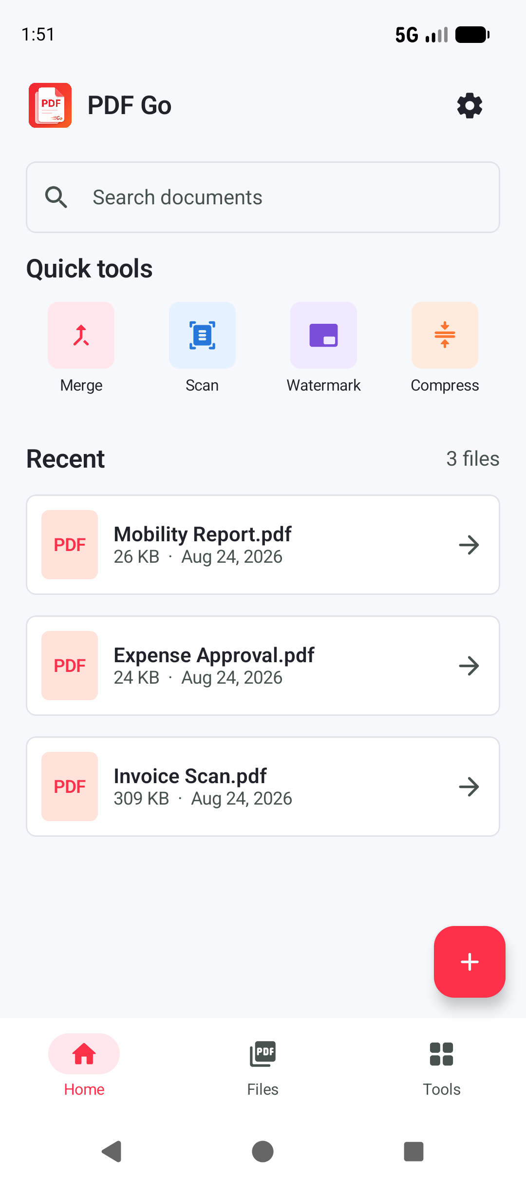 PDF Go 首页界面