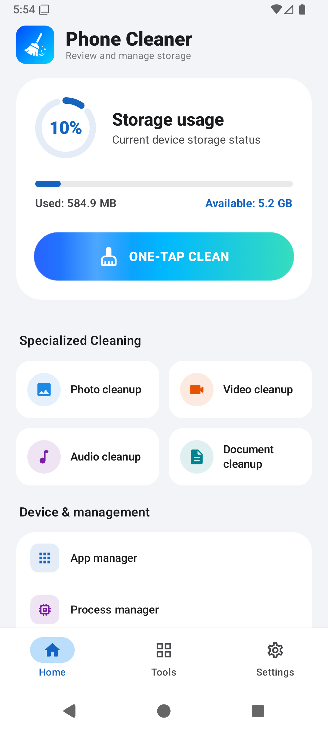 Phone Cleaner Home Screen Mockup