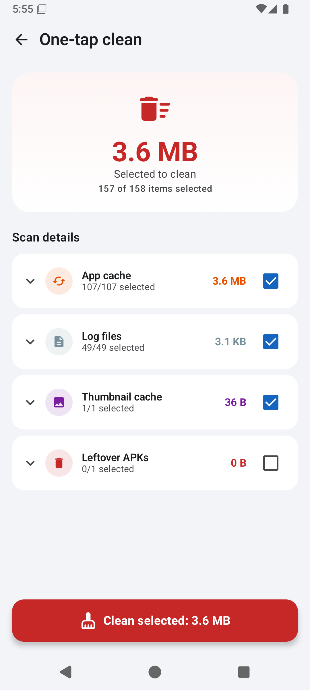 Phone Cleaner One-Tap Clean Screen Mockup
