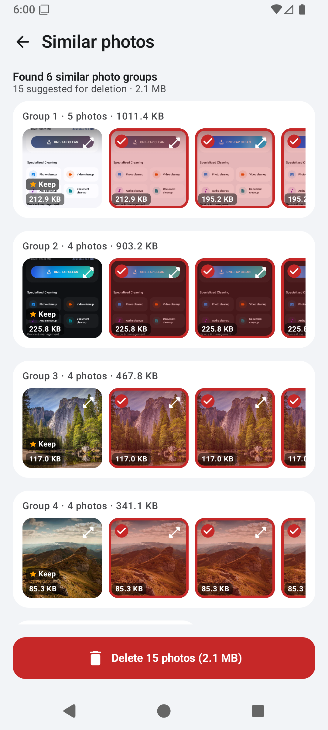 Phone Cleaner Tools Screen Mockup